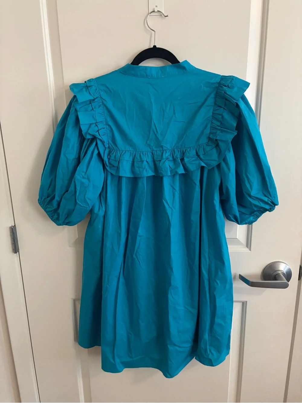 Gigio Boutique Aqua Blue Ruffle Button-Up Dress NWT, Size L, 100% Cotton, Preppy - Picture 2 of 4